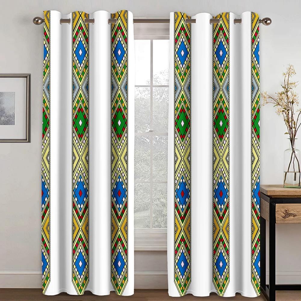 Green Baroque Boho Saba Erhiopia Free Delivery Curtains Suitable for Living Area Kids Bedroom Bathroom Kicthen Door Home Decoration