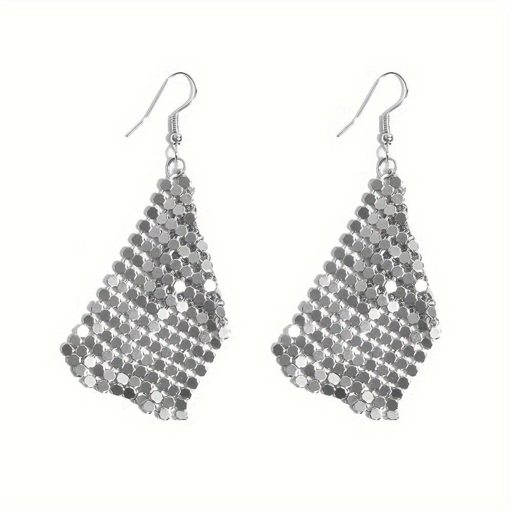 Exaggerated Geometry Metal Sequins Earrings Dangling Pendant Earrings Music Festival