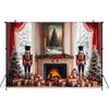 Mocsicka Christmas Photography Backdrop Home Fireplace Xmas Tree Soldier Gifts Decoration Family Holiday Party Background Banner
