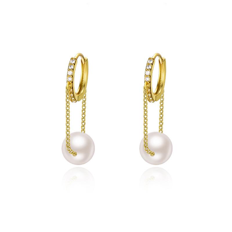 Pearl Tassel Ear Buckle Light Luxury High-end French Retro Earring Chain Earrings for Women