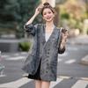 2025 Spring Women's V-Neck Jacquard Single-Breasted Fashion Suit Jacket