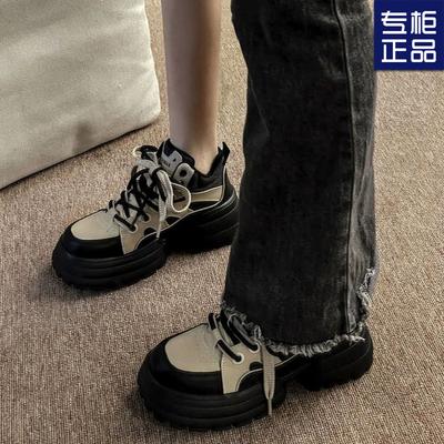 Muffin Platform Dad Shoes Women's 2025 Autumn and Winter New Retro Versatile Casual Sports Shoes Heightening Women's Shoes