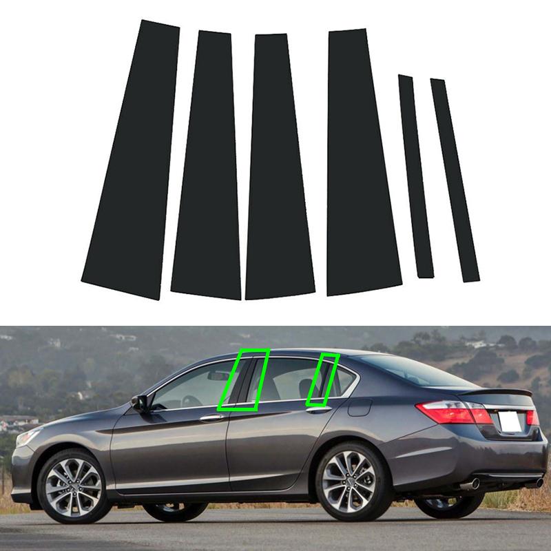 6Pcs Car Gloss Black Car Window B Pillar Post Trims Cover Stickers For Honda Accord Sedan 2013-2017 Auto Parts