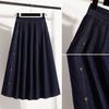 Dimanaf 2025 Plus Size Summer Elastic Denim Skirts Women A-Line Loose Skirt High Waist Vintage