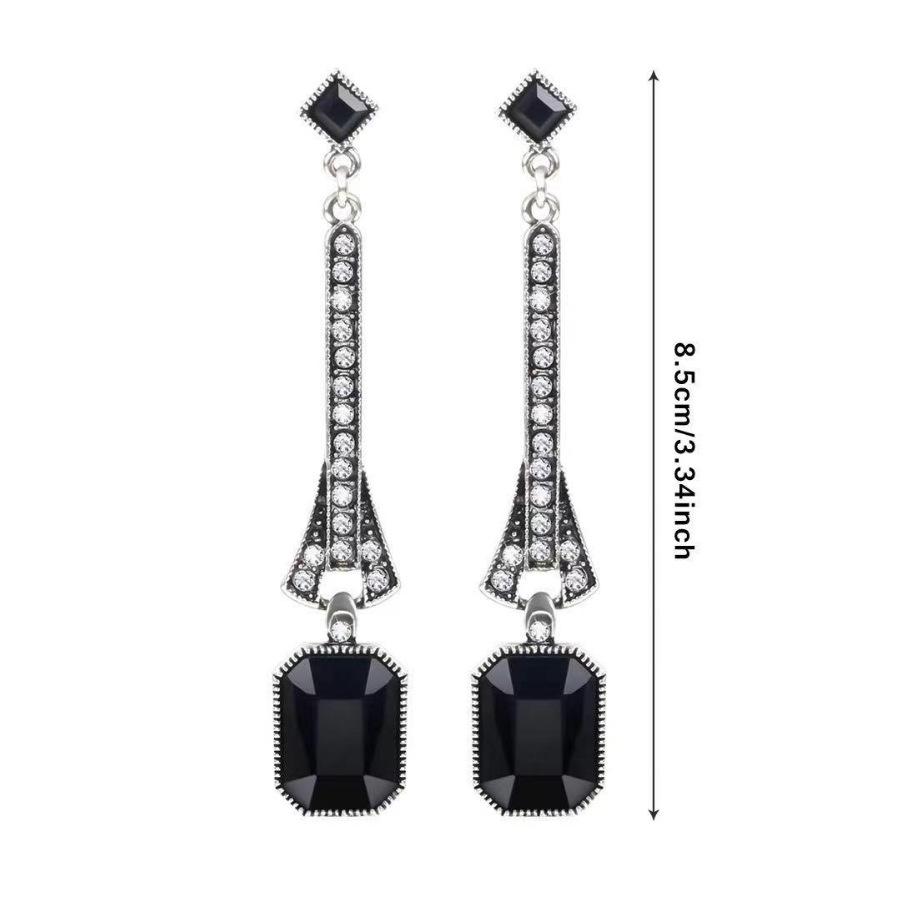 1920s Masquerade Pearl & Diamond Earrings - Gatsby Party, Bride, Wedding, Ball