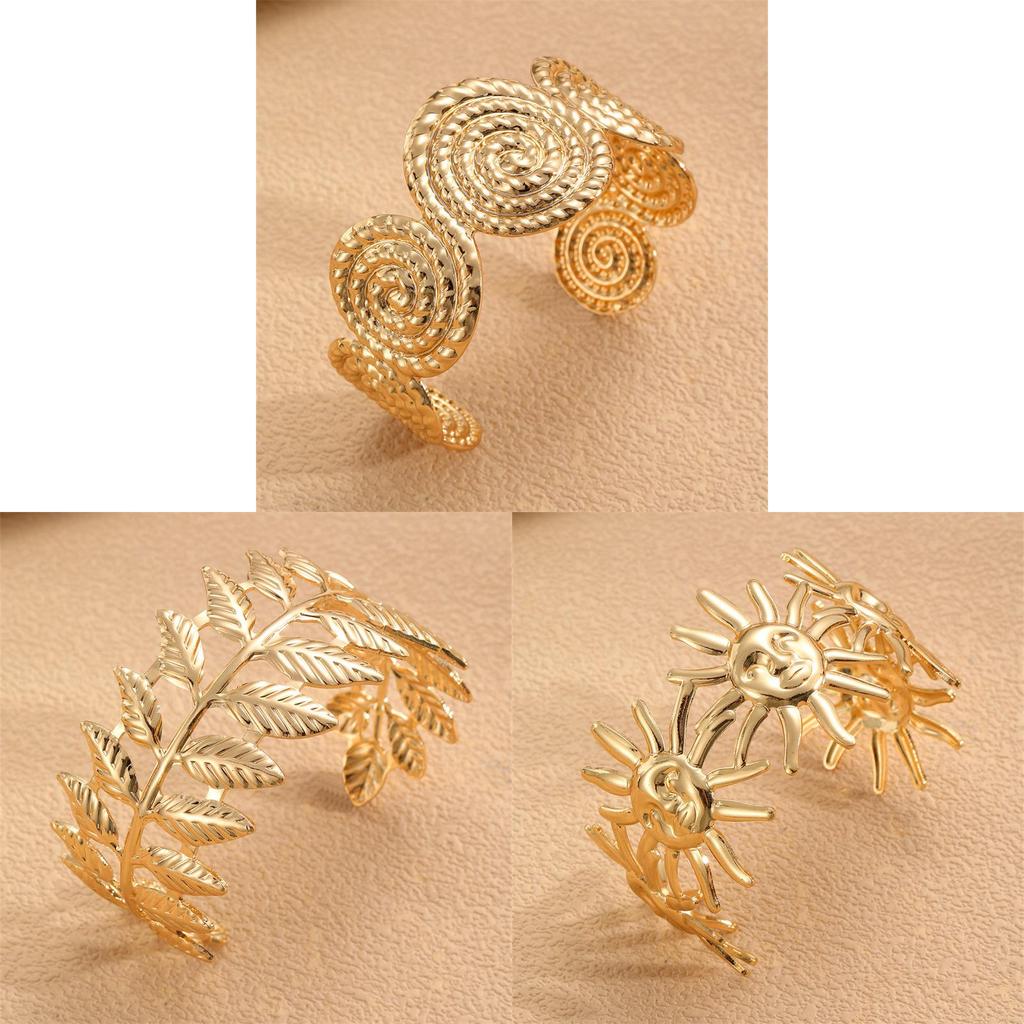 Beach Summer Shaped Leaf Metal Bracelet For Women With Electroplated Finish
