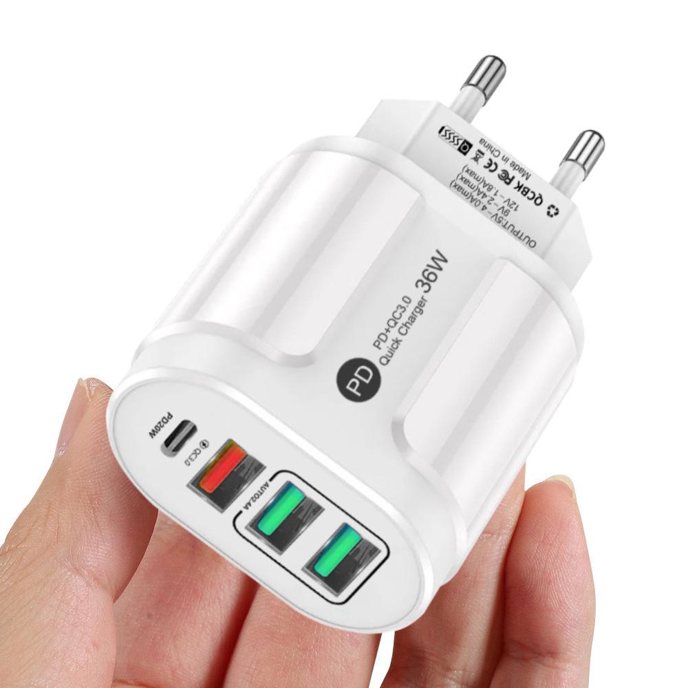 PD33W GaN QC3.0 Multi-Port EU Charger 9V/12V Fast Charging Adapter