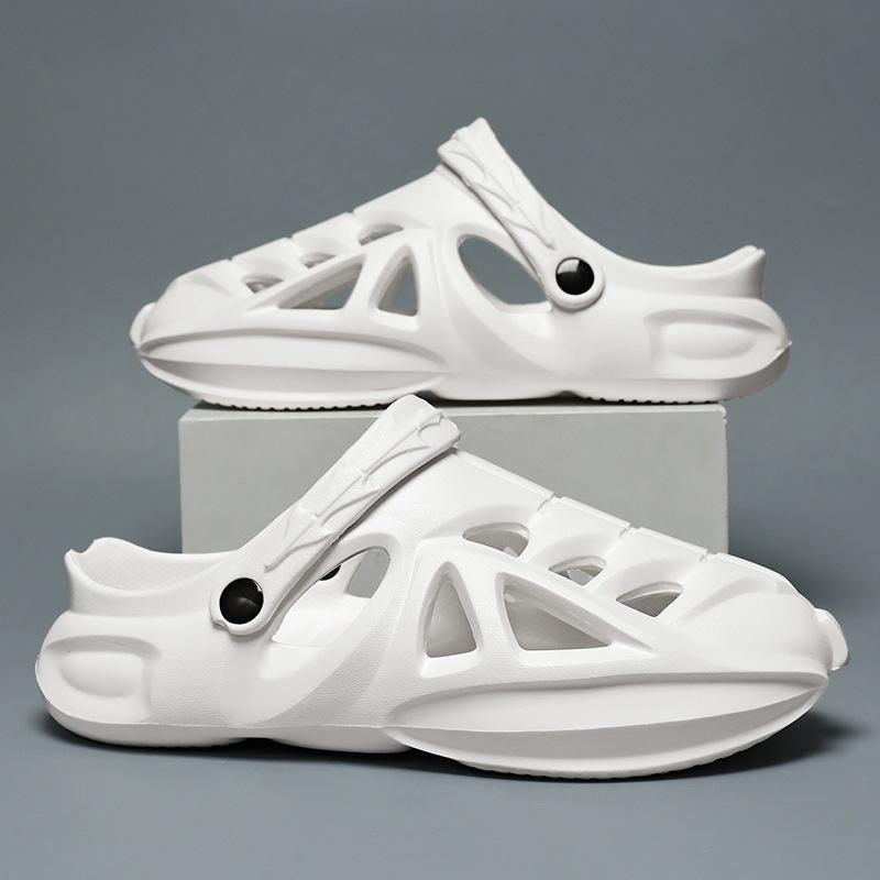 Hole Shoes Men's Summer Outer Wear Hollow Breathable Personalized Beach Shoes Soft Sole Non-slip Wear-resistant Dual-purpose Bag Head Cool Slippers