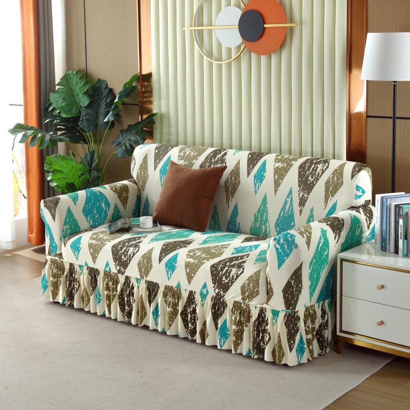 Skirt Sofa Cover Anti-Cat Scratch Swastika Elastic Cover Integrated All-Inclusive Sofa Cushion Cover Universal In All Seasons