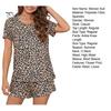 2 Pcs/Set Women Pajamas Set Short Sleeve O Neck Flower Print T-shirt Elastic Waist Short Pants Homewear Top Shorts Set Lady Summer Sleepwear