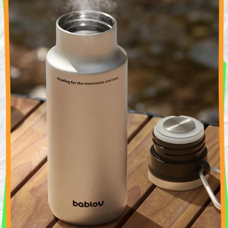 Bablov 480ml Thermos Water Bottle 316L Stainless Steel Leak-proof Vacuum Flask Insulated Cup Outdoor Camping Hiking Thermos Mug