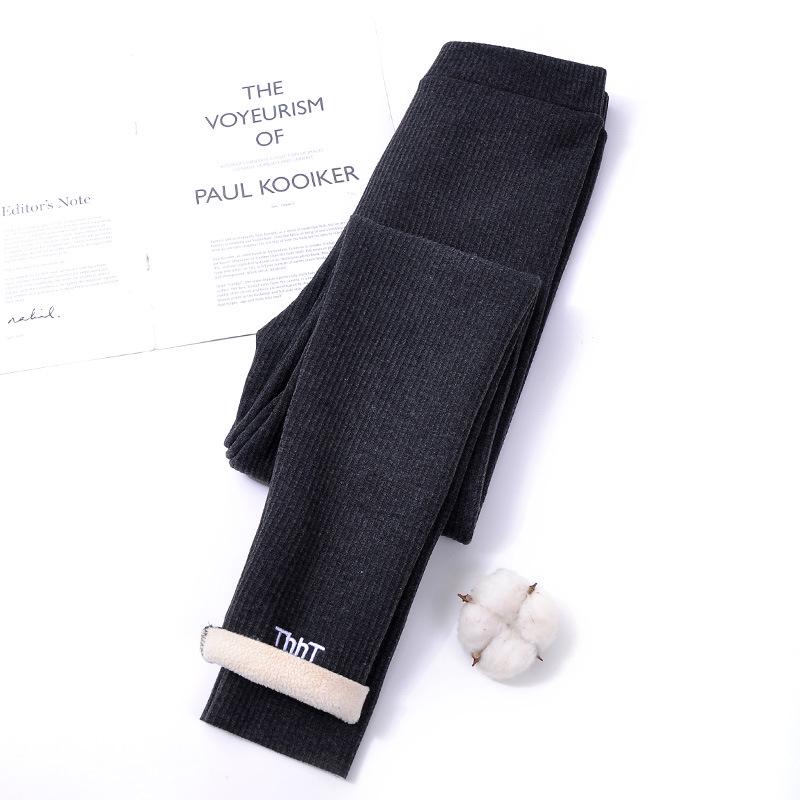 Women's Velvet-Lined Ribbed Yoga Pants - Slimming Plus-Size Outerwear for Autumn/Winter Fitness