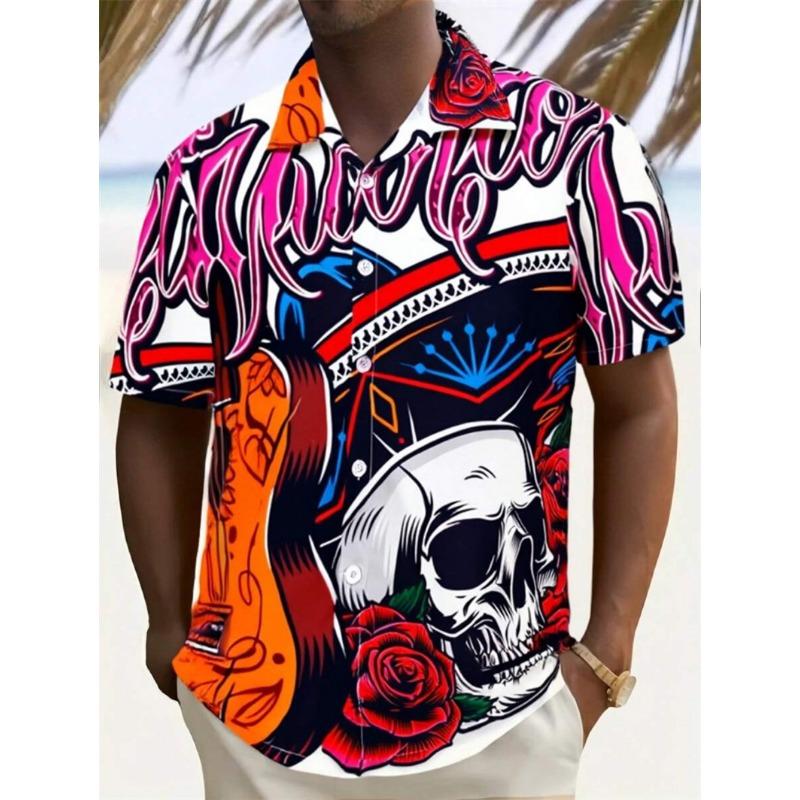 2026 Camicia da uomo hawaiana a maniche corte casual slim moda lussuosa nera sociale retrò divertente abbigliamento