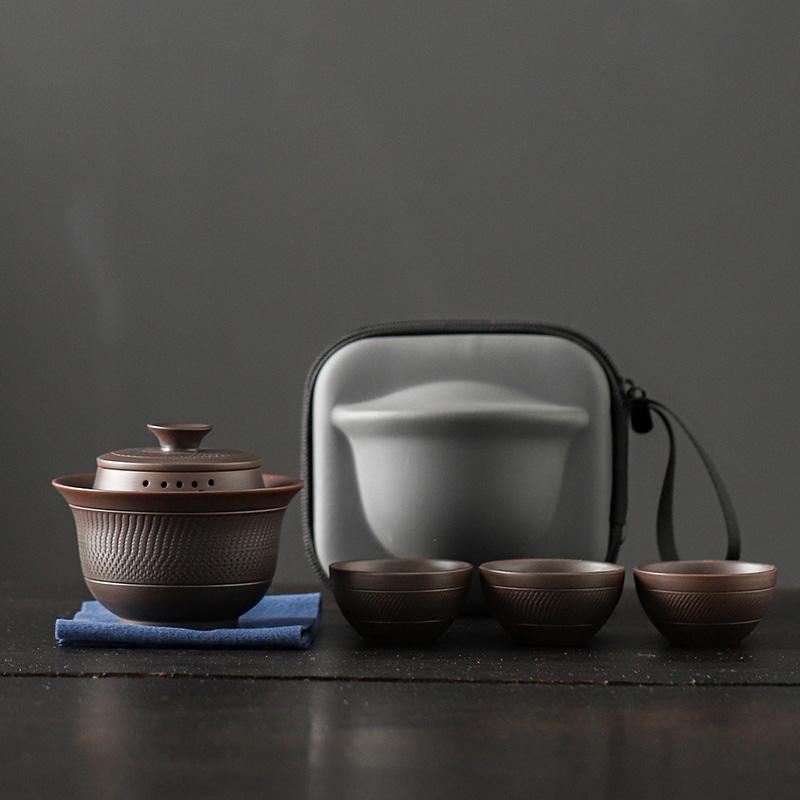 Jianshui Purple Pottery Gaiwan Ceramic Handmade Household Kung Fu Tea Set Tea Bowl Tea Cup Tea Maker Tea Ceremony Tea Tureen