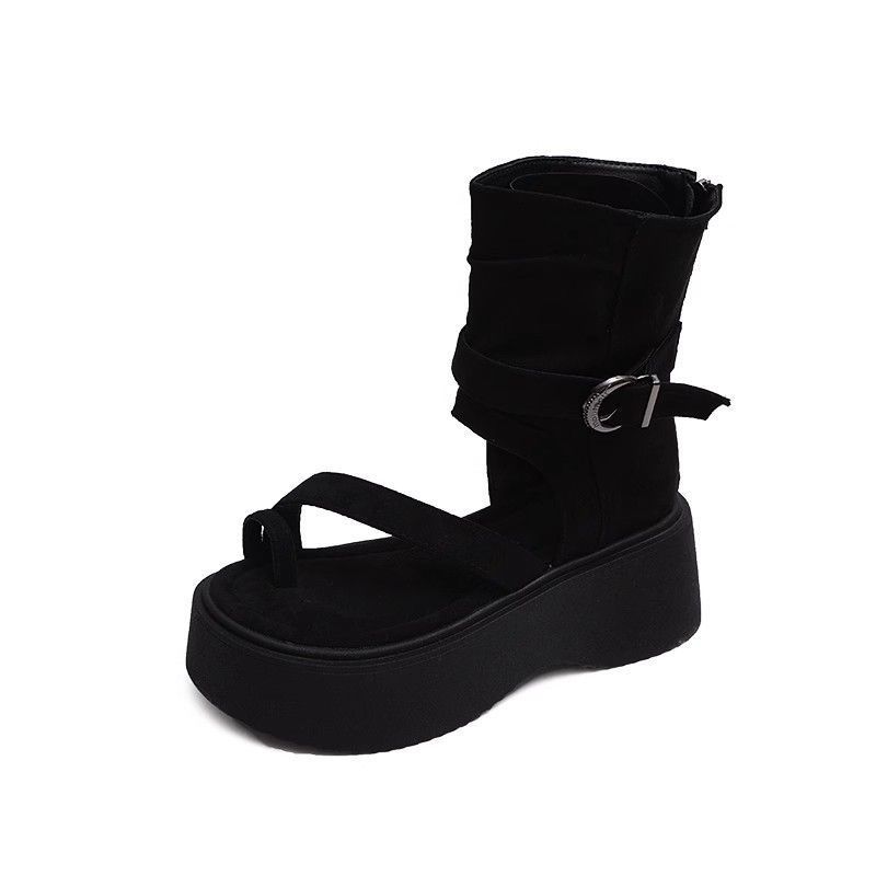 Retro Roman Sandals 2025 Summer New Niche Design Fashionable Soft-soled Shoes Breathable Heightening Toe Women's Shoes