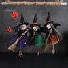 Halloween Witch Decoration Soft Cloth Gauze Skirt Mini Broom Witch Stuffed Doll Hanging Ornament Festival Witch Figurine Pendant Halloween Decoration