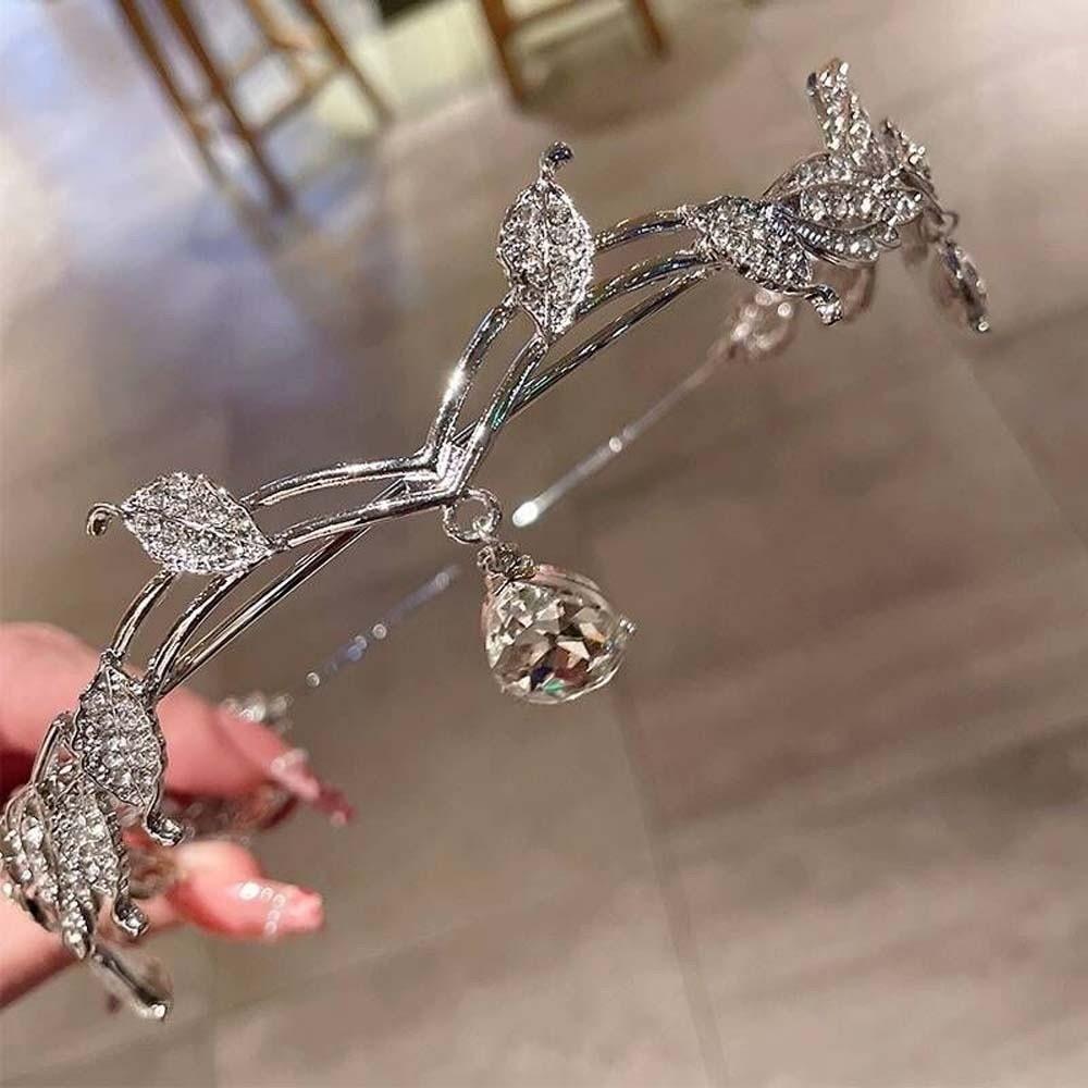 Exquisite Crystal Forehead Accessory Elegant Bride Shiny Hair Hoop Elf Rhinestone Headband Wedding