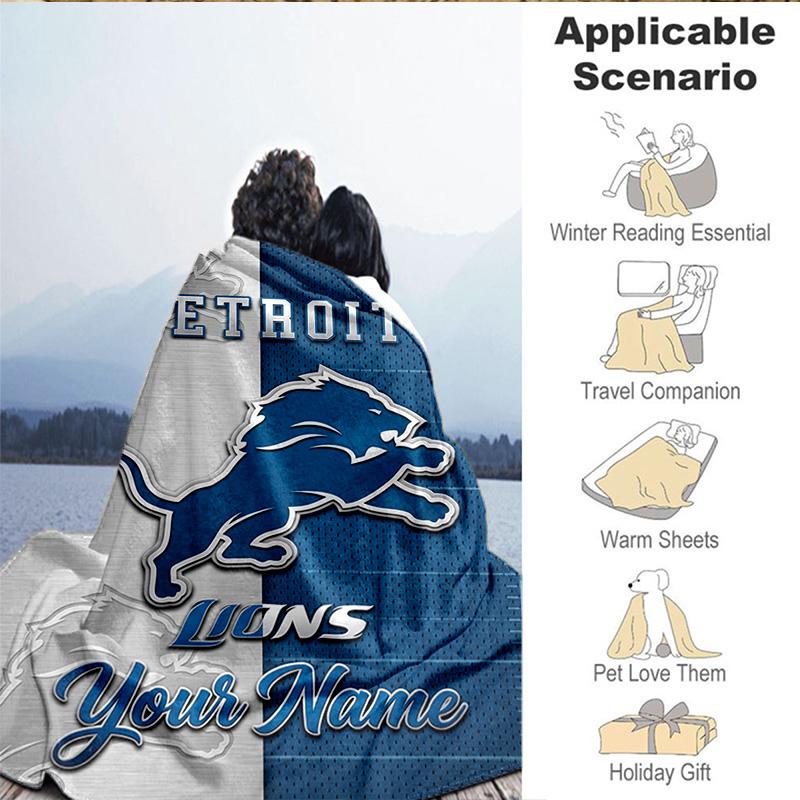 Custom Name Blanket Lions Team Blanket Bedding Blanket for Travel, Camping, Living Rooms, Offices, Sofas, Fan Christmas gift