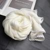 Spring And Autumn Thin Pure Linen Scarf Lace Design Pure White Scarf Ladies Summer Scarf Linen Outdoor Scarves