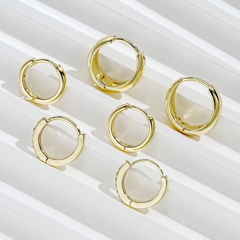 6 stk enkle gullringe øredobber sett krystall runde sirkel øredobber for kvinner smykker tilbehør