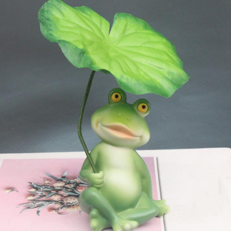 Weather Resistant Frogs Garden Statue With Umbrella Resin Statue Decoration For Yard Aquariums Landscape Props