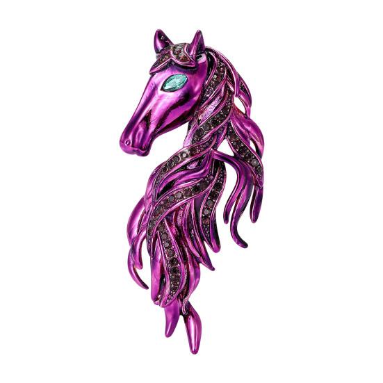 Horse Brooch Sparkling Rhinestones Inlaid Enamel Brooch Pin Clothes Hats Bags Badge Fashionable Accessory