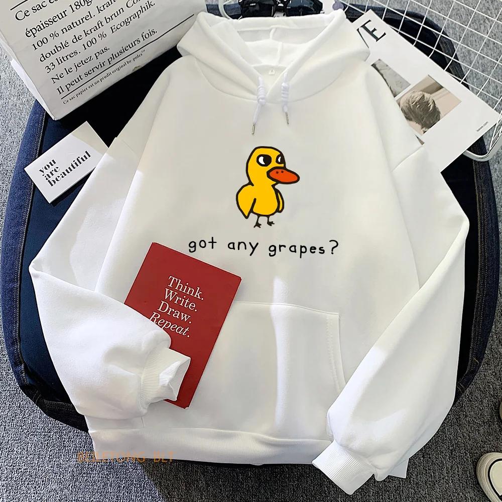 The Duck Song Got Any Grapes Printed Hoodies Kawaii Cartoon Women Sweatshirts Winter Soft Comfortable Clothing