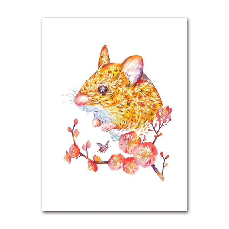 

Красочная кошка собака кролик тигр животное холст живопись постер для детской комнаты настенное искусство печать розовые цветы картинки детская комната 21cm×30cm NoFrame