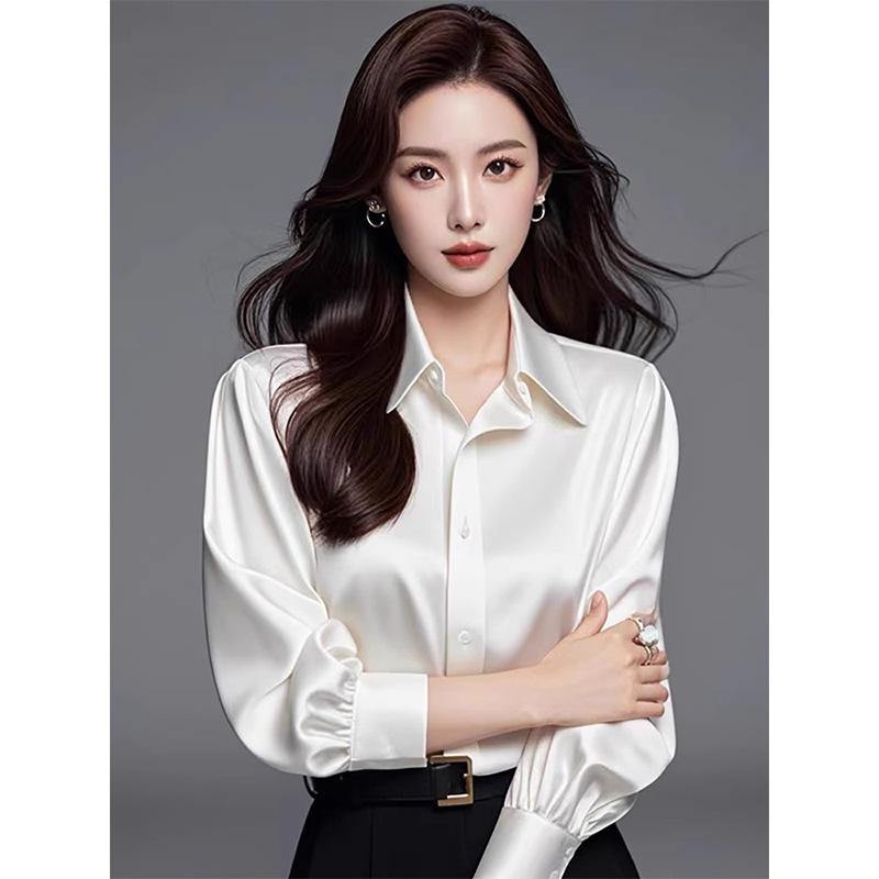 Autumn New Shirt Women's Long-sleeved Versatile Professional Loose Dress Shirt White