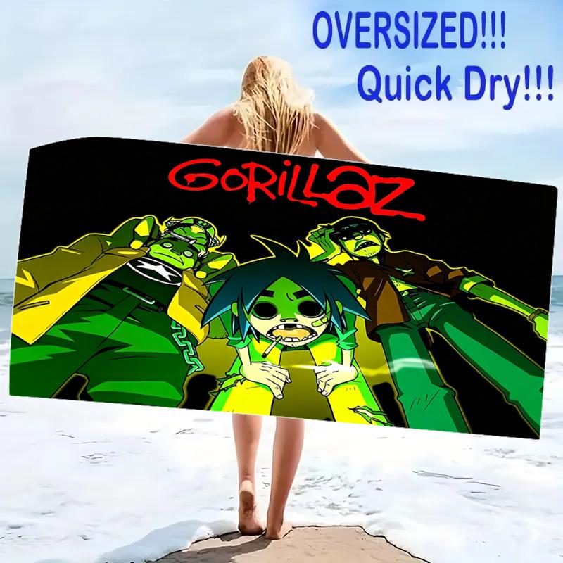 Gorillaz Print Beach Towel, Large Soft Quick Dry Towel for Beach Camping Swimming
