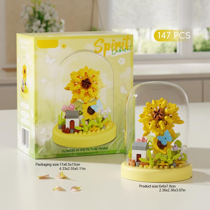 Building Blocks Assembling Toys Eternal Flowers Roses Sunflowers Ornaments for Girls Gifts for Desktop Ornaments
