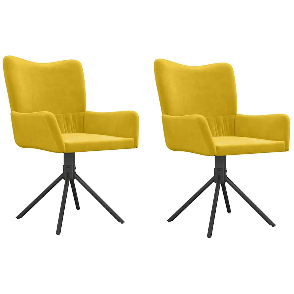 Dining Chairs 2 Pcs Swivel Yellow Velvet