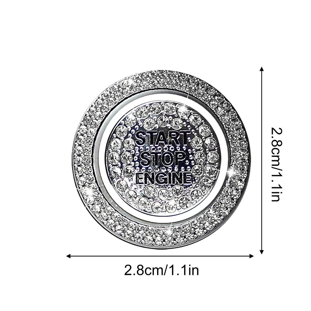 Car Start Button Cover Rhinestone Ring Decals Precision Adhesive Push to Start Button Cover for Women Men Girls Vehicle SUV