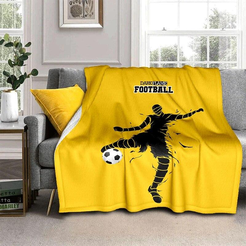 3d fotbal fotbal sportovní silueta vzor manta potah na rozkládací pohovku měkká deka kostkovaná měkká teplá flanel přehazovací deky ventilátory dárek
