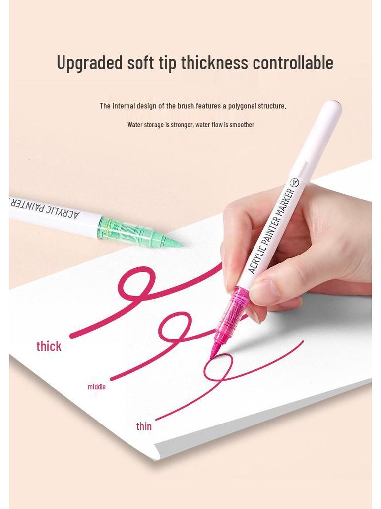 Blue Fruit Direct Liquid Acrylic Marker Pen for Kids - Large Capacity Soft Tip for Watercolor Painting
