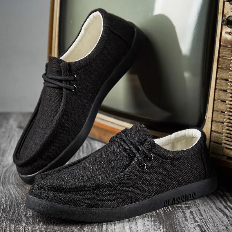 Men's Casual Canvas Shoes Men's Loafers  Breathable Soft Soled Driving Skateboard Shoes Summer Khaki Comfortable Commuting Shoes