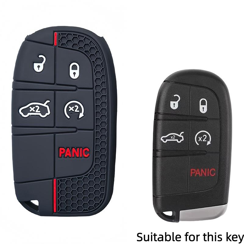 Silicone Key Cover Fob Holder For Jeep Cherokee Limited Grand Compass For Dodge Journey Hellcat For Chrysler 300C Ii