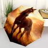1pc Horse Sunset Automatic Folding Umbrella Portable Collapsible 8-Rib Umbrella for All Seasons, Casual Outdoor Accessory, B63