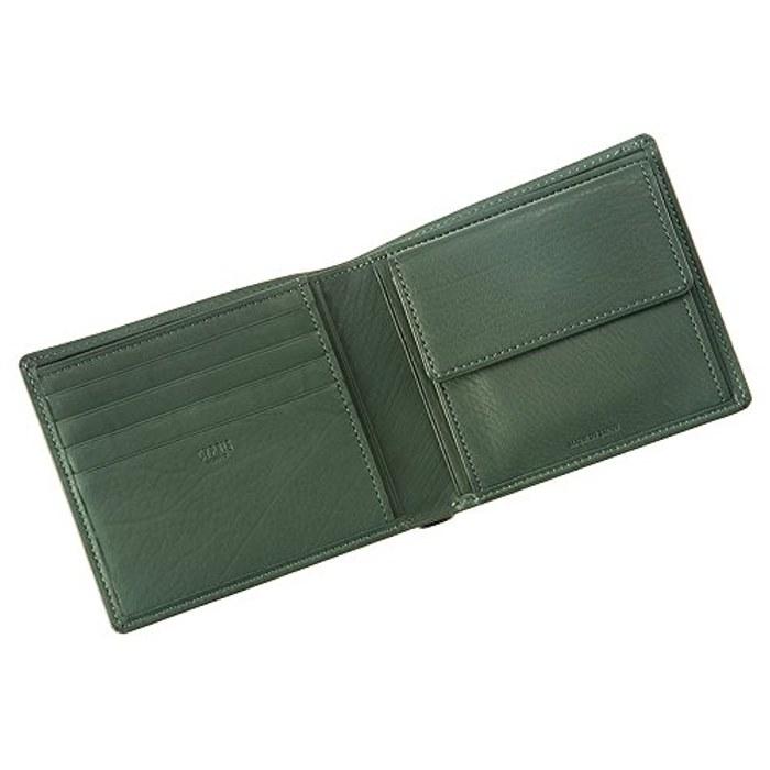 [Kipris] Rainier Calf Bi-fold Wallet with Coin Purse, Leather, Green 1112 (9.7x11.5x2.5cm)