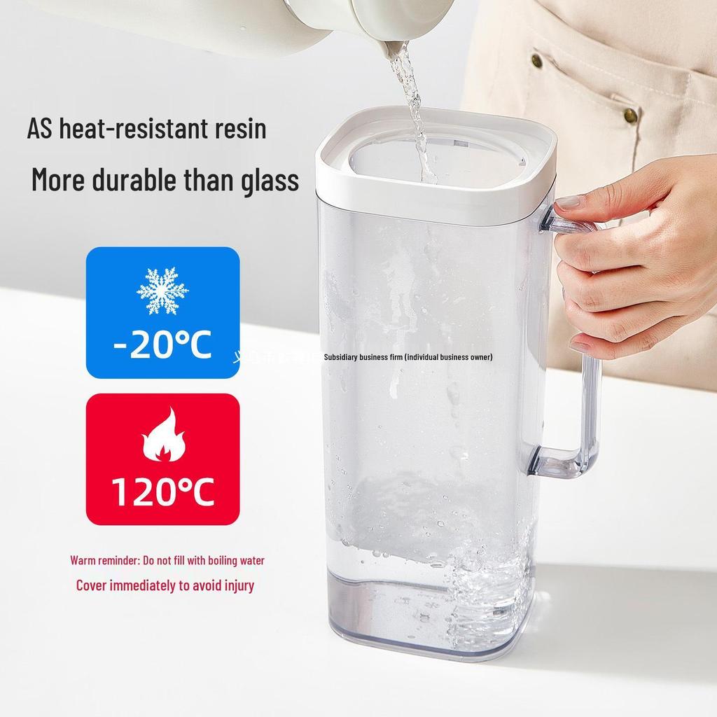 Large Capacity Flip-Top Plastic Water Jug for Refrigerator Door - Ideal for Juice, Tea, Cold Brew, and Ice-Drip.