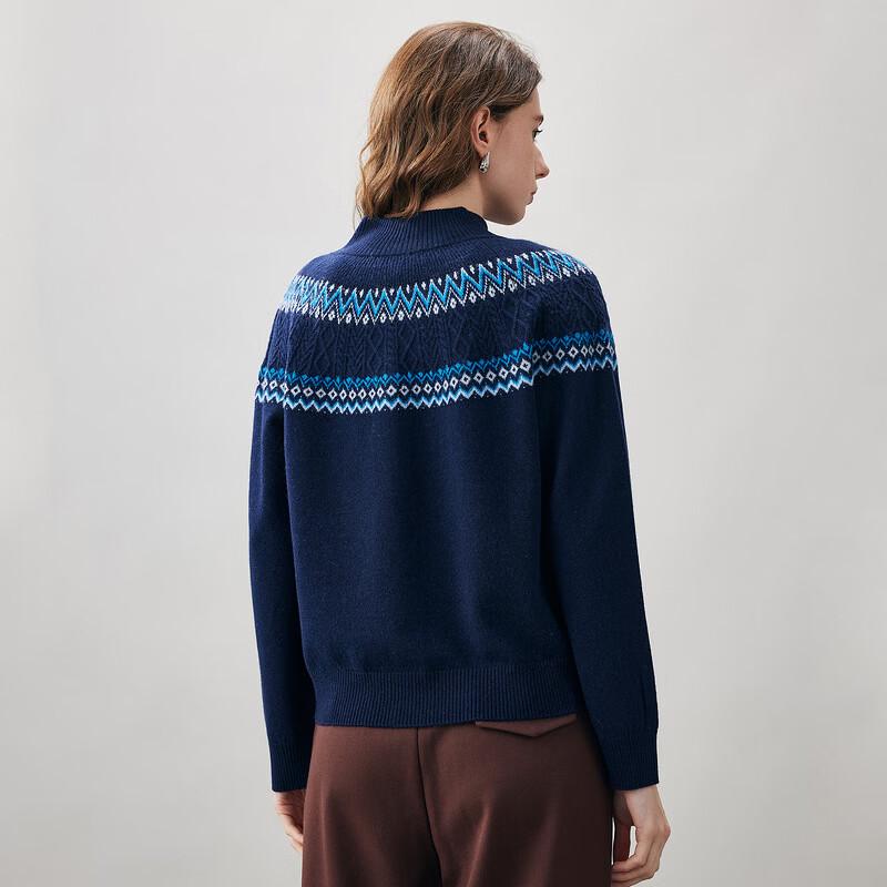 Kemengboka Women's 100% Wool Fair Isle Zipper Cardigan