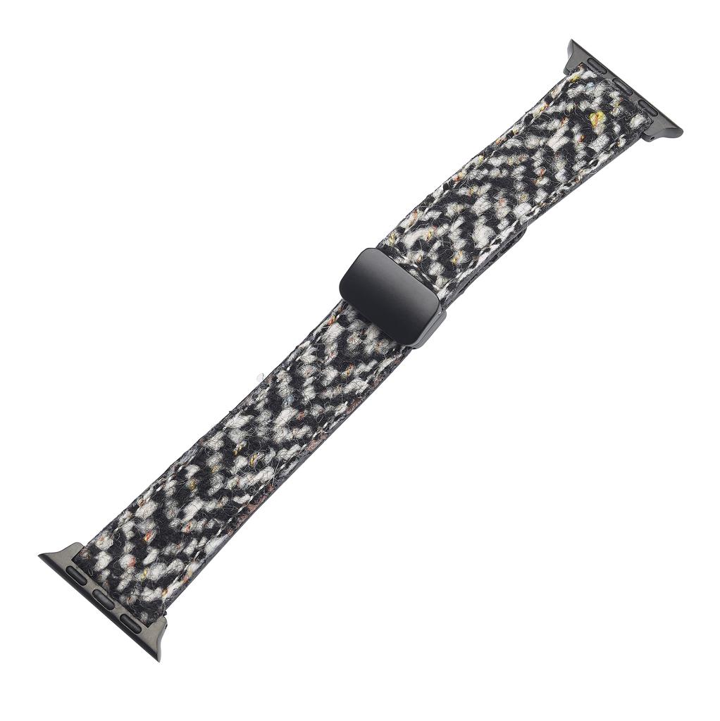 Genuine Cow Leather+Wool Watch Band for Apple Watch Ultra 3 2 1 49mm/Series 11 10 46mm/9 8 7 45mm/SE3 SE2 SE 6 5 4 44mm/3 2 1 42mm Wrist Strap