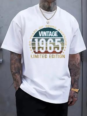 Limited Edition Vintage 1965 Graphic Print Short Sleeve T-shirt - Retro Casual Round Neck Tee for Summer