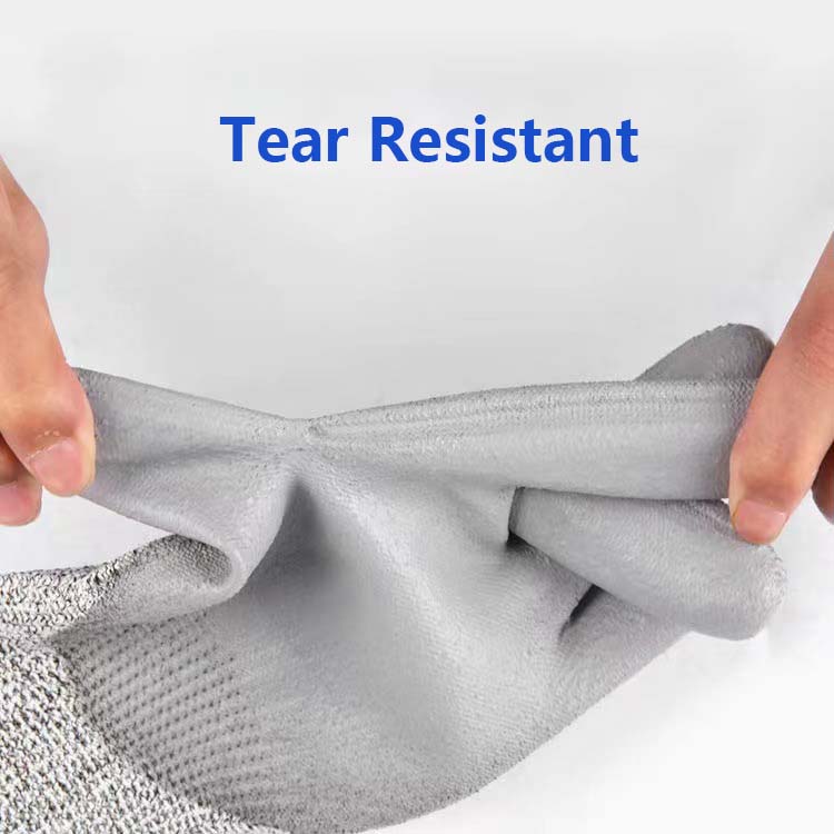 EN388 4543 Hand Safety Construction Gloves HPPE Coated Anti-Cut Anti-Slip Breathable Knit Wrist Work Level 5 Cut Resistance