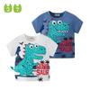 Children's Summer Short-Sleeve T-Shirt with 3D Dinosaur Design, Boys' Half-Sleeve Pure Cotton Printed Shirt, Boys' Undershirt
