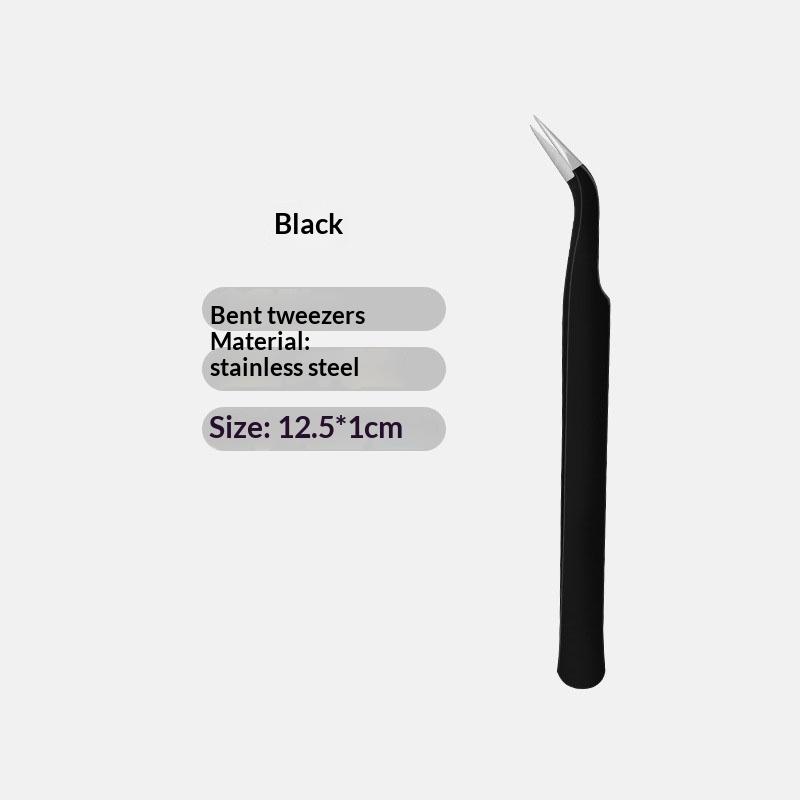 1Pcs Stainless Steel Eyelash Extension Tweezers Curved Straight Head Lashes Tweezer Non-Magnetic Eyelashes Nail Makeup Tools