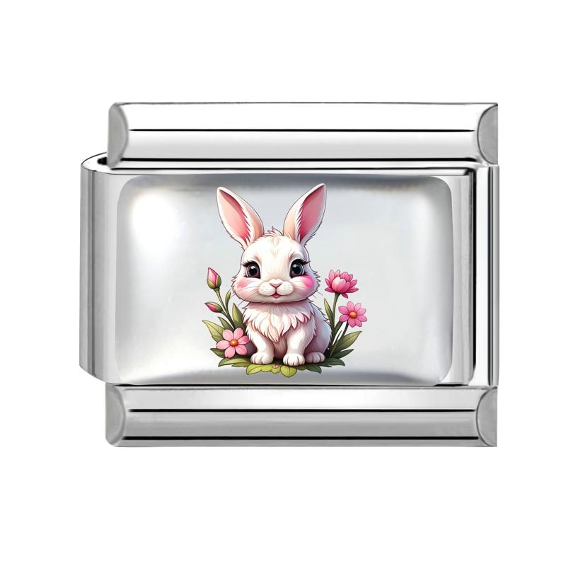 1PC Creative Personalized Tulip Lovely Cats Rabbit Star Heart Italian Charm Fit 9MM Stainless Steel Bracelet DIY Making Gift