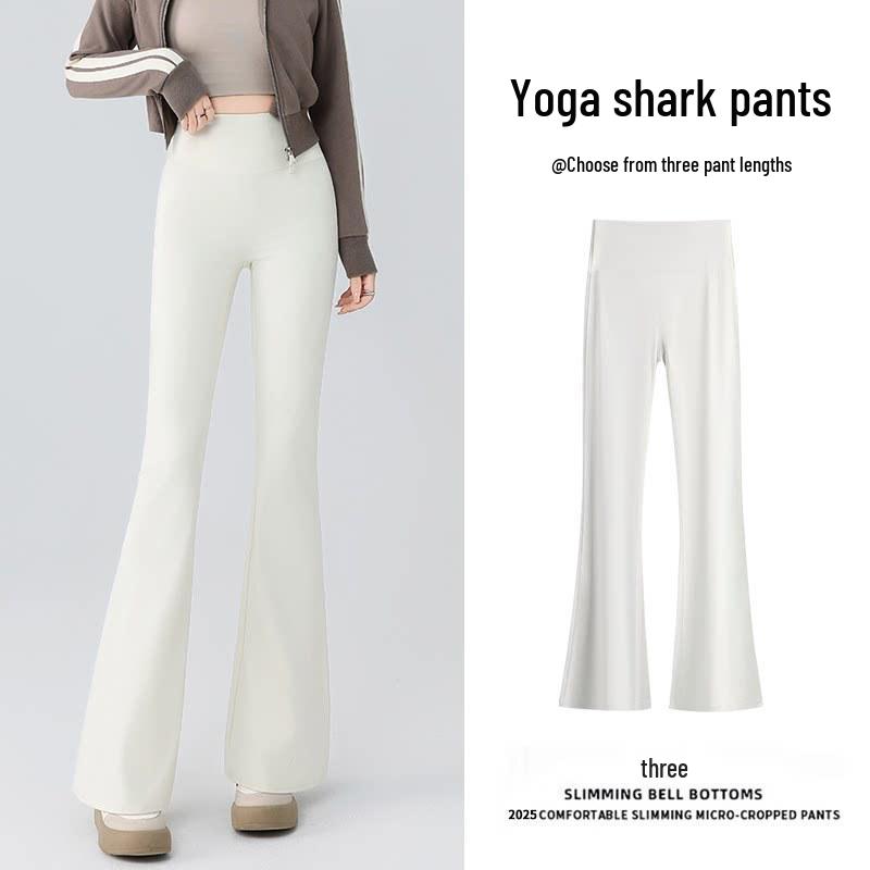 

Women s Flared Shark Pants: Lightweight Ice Silk, Elastic Tummy Control, Perfect for Spring/Summer Yoga. L (110-125 jin)