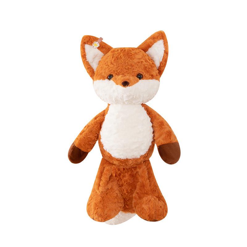 Cute Running Fox Plush Doll With Rose Velvet Fabric For Kids Bedroom Decor