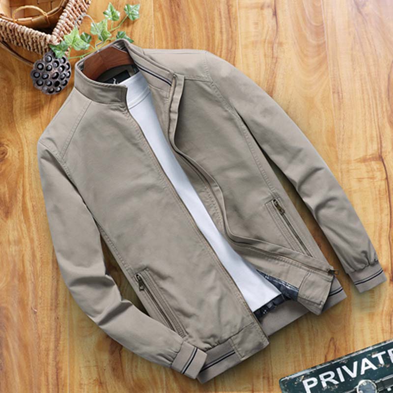 Men's Thin Jacket Spring and Autumn Stand-up Collar Jacket Middle-aged Casual Wear Top
